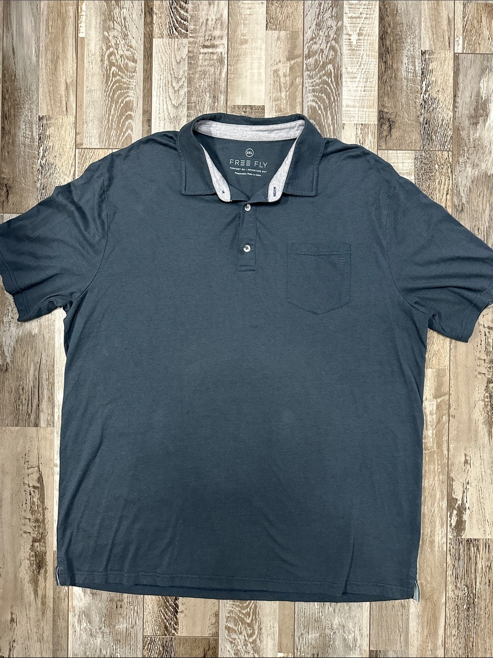 Free Fly Apparel Men's Dark Navy Flex Polo with Pocket